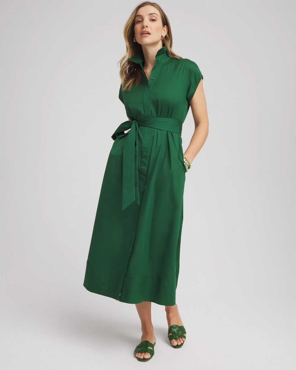 【予約】 Wrap Poplin Belt Chico's | Shirtdress Midi トップス